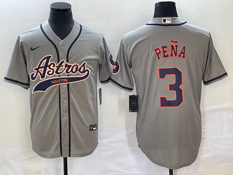 Men's Houston Astros Jeremy Pena #3 Gray Jersey Joint Edition